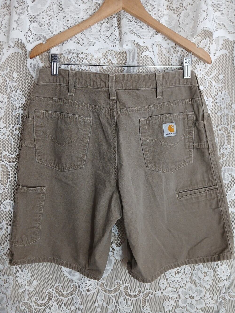 Carhartt Cargo Canvas Utility Shorts Khaki Brown Long 100% Cotton Womens Size 12